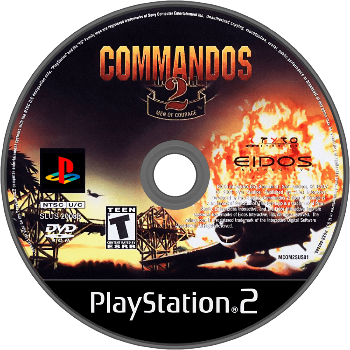 Commandos 2 Men of Courage PlayStation 2 PS2 for real time strategy video game fans featuring tactical World War II missions stealth gameplay elite commando squad strategic planning challenging objectives multiple character abilities immersive military action collectible gaming appeal disc