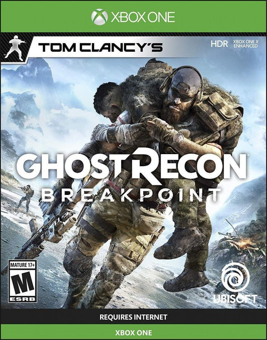 Tom Clancy's Ghost Recon Breakpoint for Xbox One, cover art image for a tactical shooter open-world military video game