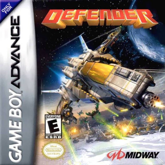 Defender: Saving The Human Race cover art for Game Boy Advance (GBA) video game