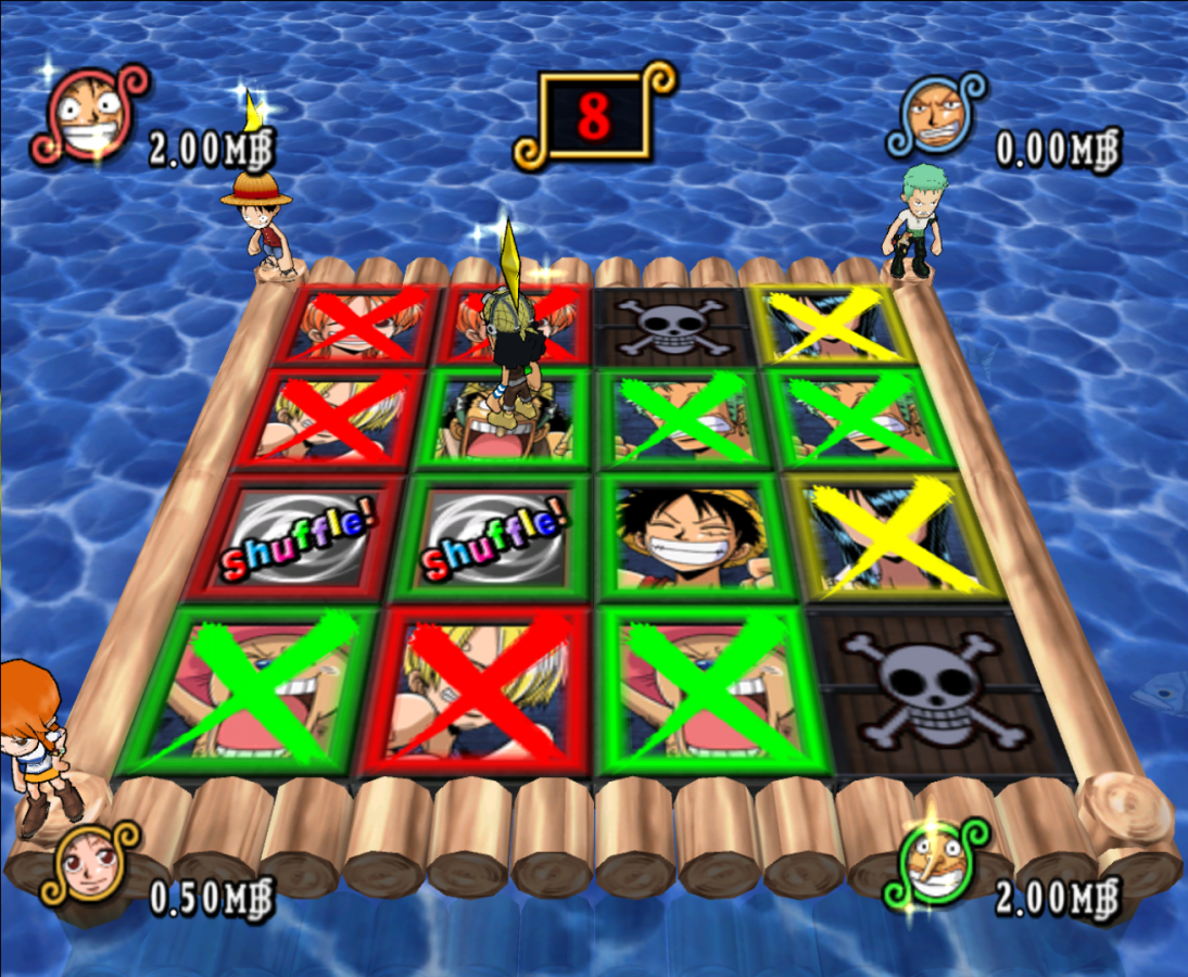 One Piece Pirates Carnival for GameCube featuring party style mini games and characters from the One Piece universe gameplay