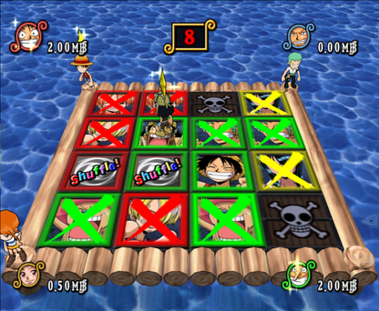 One Piece Pirates Carnival for GameCube featuring party style mini games and characters from the One Piece universe gameplay