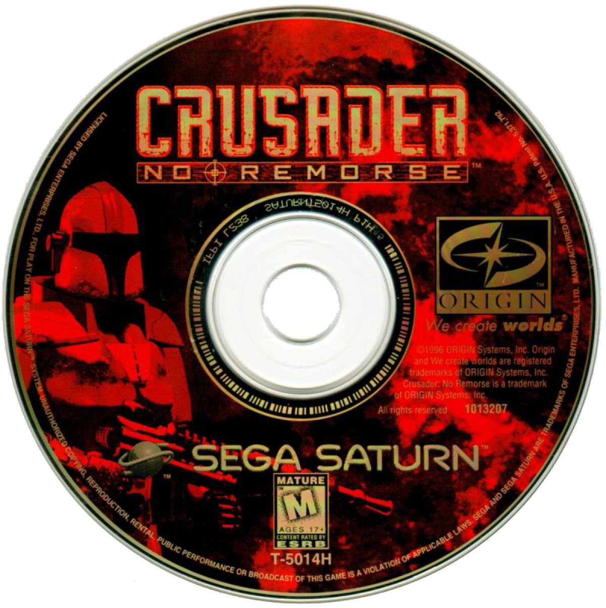 Crusader No Remorse Sega Saturn isometric action shooter cyberpunk tactical combat game rebellion storyline explosive weapons destruction based gameplay The 3DO Company port sci fi military missions retro gaming Sega Saturn software video game title disc