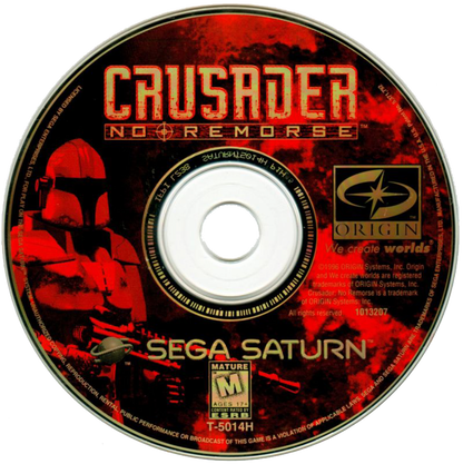 Crusader No Remorse Sega Saturn isometric action shooter cyberpunk tactical combat game rebellion storyline explosive weapons destruction based gameplay The 3DO Company port sci fi military missions retro gaming Sega Saturn software video game title disc