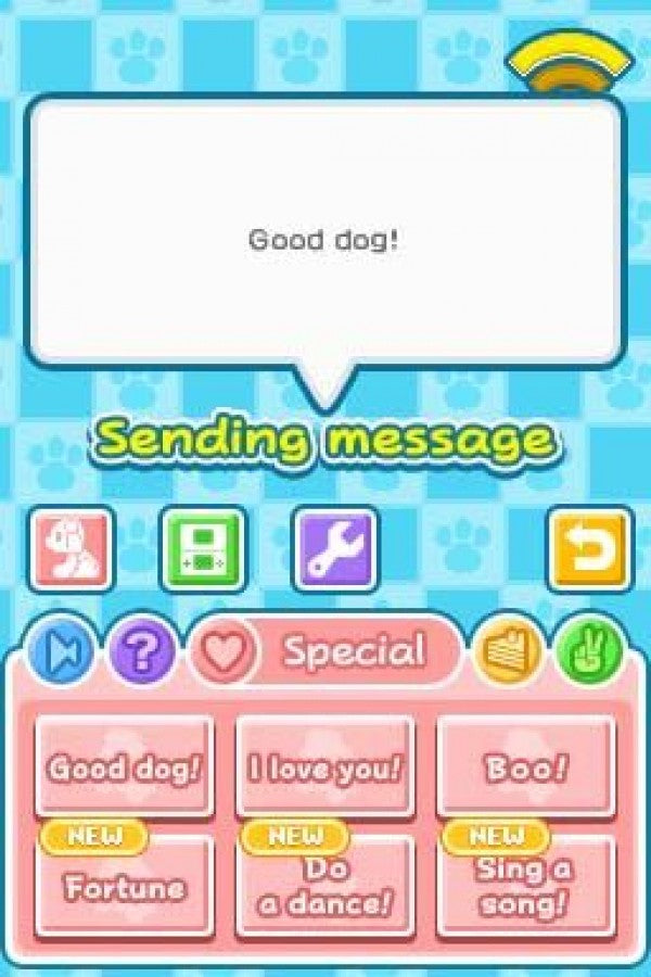 Wappy Dog for Nintendo DS, gameplay for a pet simulation video game with interactive dog toy connectivity, mini-games, voice commands, and family-friendly gameplay