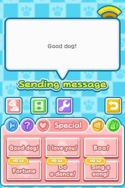 Wappy Dog for Nintendo DS, gameplay for a pet simulation video game with interactive dog toy connectivity, mini-games, voice commands, and family-friendly gameplay
