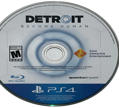 Detroit: Become Human – PlayStation 4 (PS4) video game disc, narrative adventure by Quantic Dream