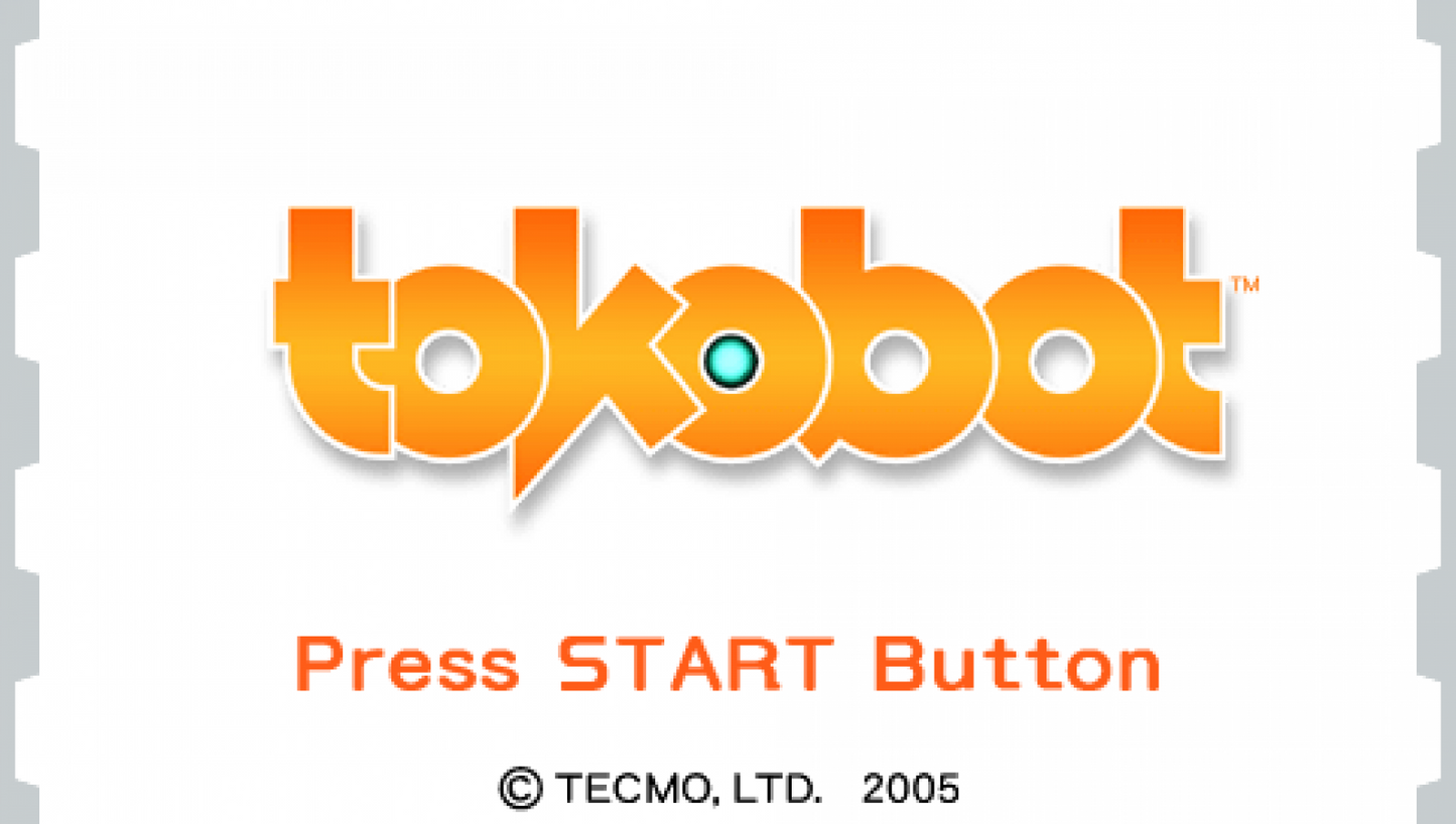 Tokobot start screen for PlayStation Portable (PSP) puzzle platformer game