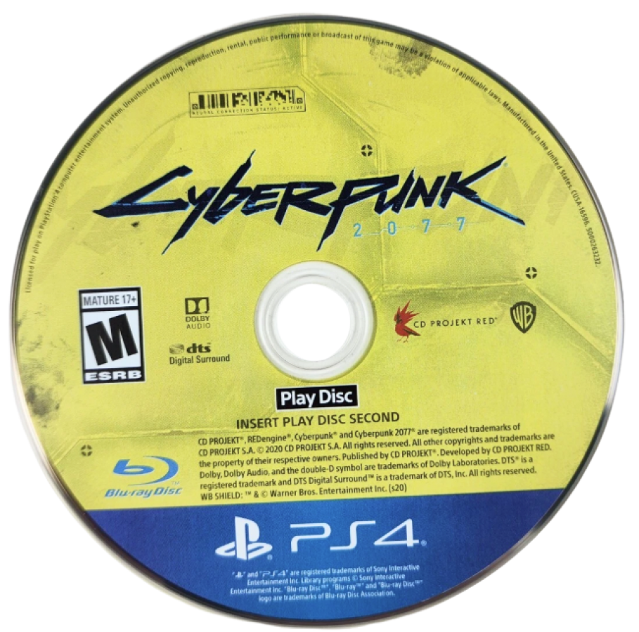 Cyberpunk 2077 – PlayStation 4 (PS4) video game play disc, open-world RPG by CD Projekt Red