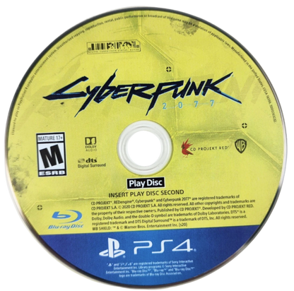 Cyberpunk 2077 – PlayStation 4 (PS4) video game play disc, open-world RPG by CD Projekt Red