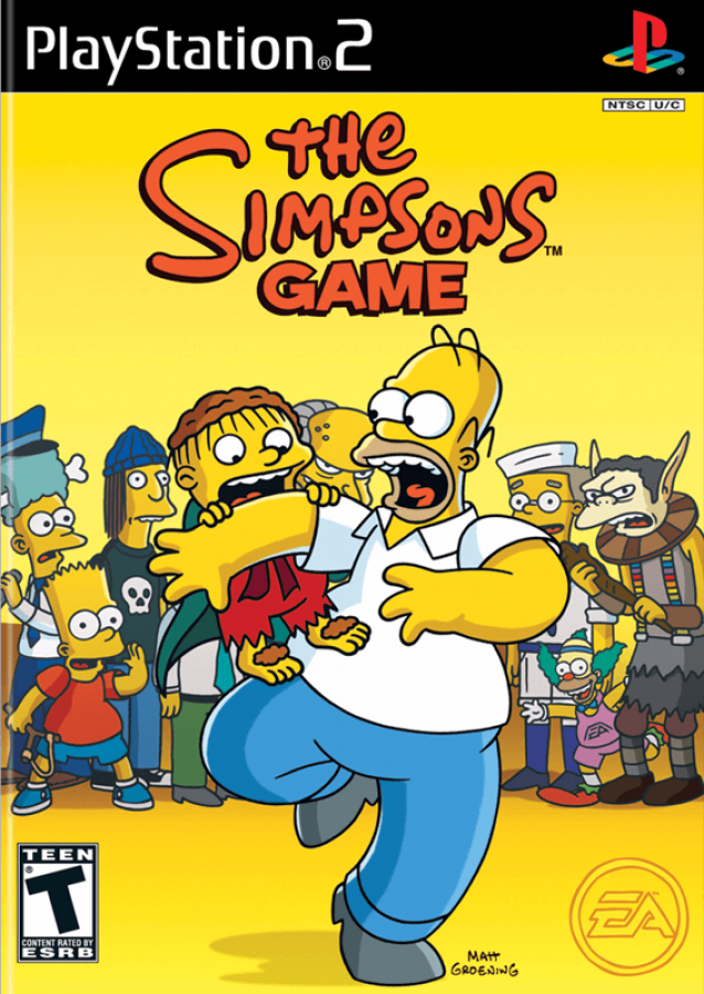 The Simpsons Game – PlayStation 2 (PS2) video game cover image, action-adventure platformer.
