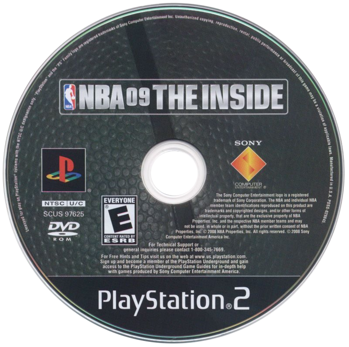 NBA 09 The Inside game for the PlayStation 2 featuring basketball gameplay with NBA teams and players story driven career mode quick play options and realistic on court action disc
