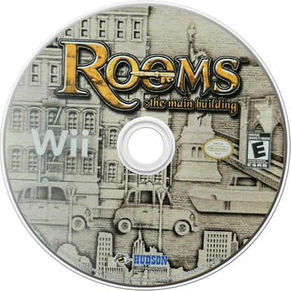 Rooms The Main Building Nintendo Wii Wii video game featuring puzzle adventure gameplay challenging room based puzzles logic challenges mysterious environments item manipulation and strategic problem solving Nintendo Wii motion control gaming retro video game collection collectible gaming appeal game disc