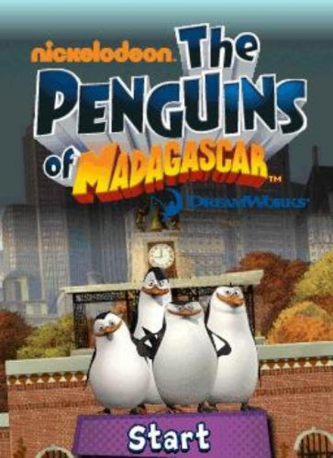 The Penguins of Madagascar title screen for Nintendo DS (DS) video game