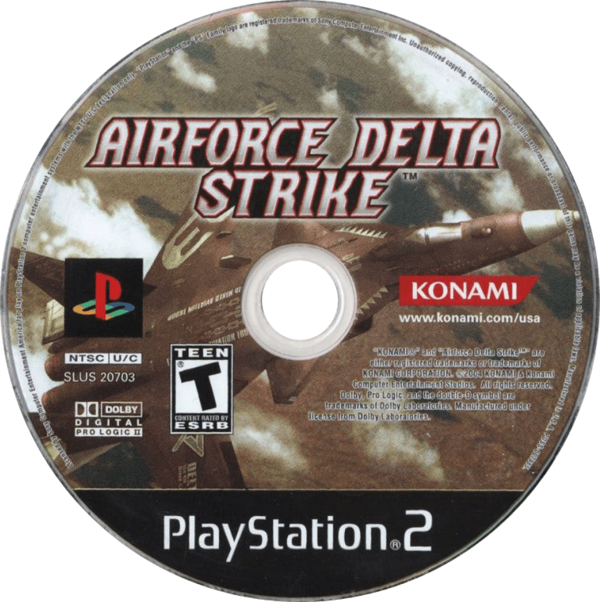 AirForce Delta Strike PS2 Sony PlayStation 2 flight combat simulator arcade air combat jet fighter dogfights military missions Konami aircraft variety story campaign realistic aerial combat gameplay retro gaming PlayStation 2 software video game title disc