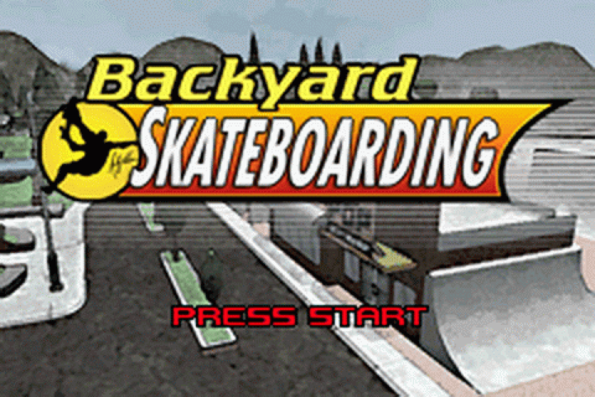Backyard Skateboarding for Game Boy Advance with kid-friendly skateboarding action and trick-based gameplay main menu