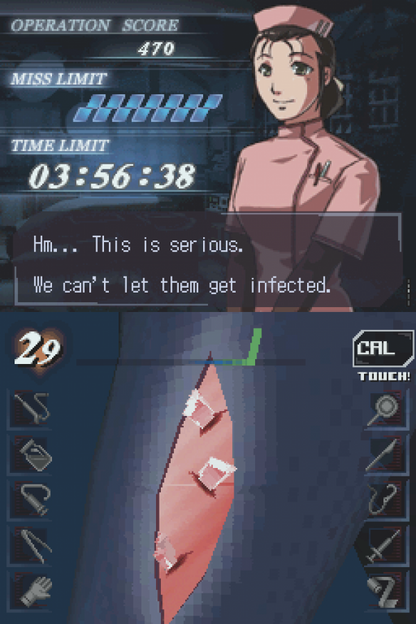 Trauma Center: Under the Knife gameplay for Nintendo DS (DS) medical simulation video game