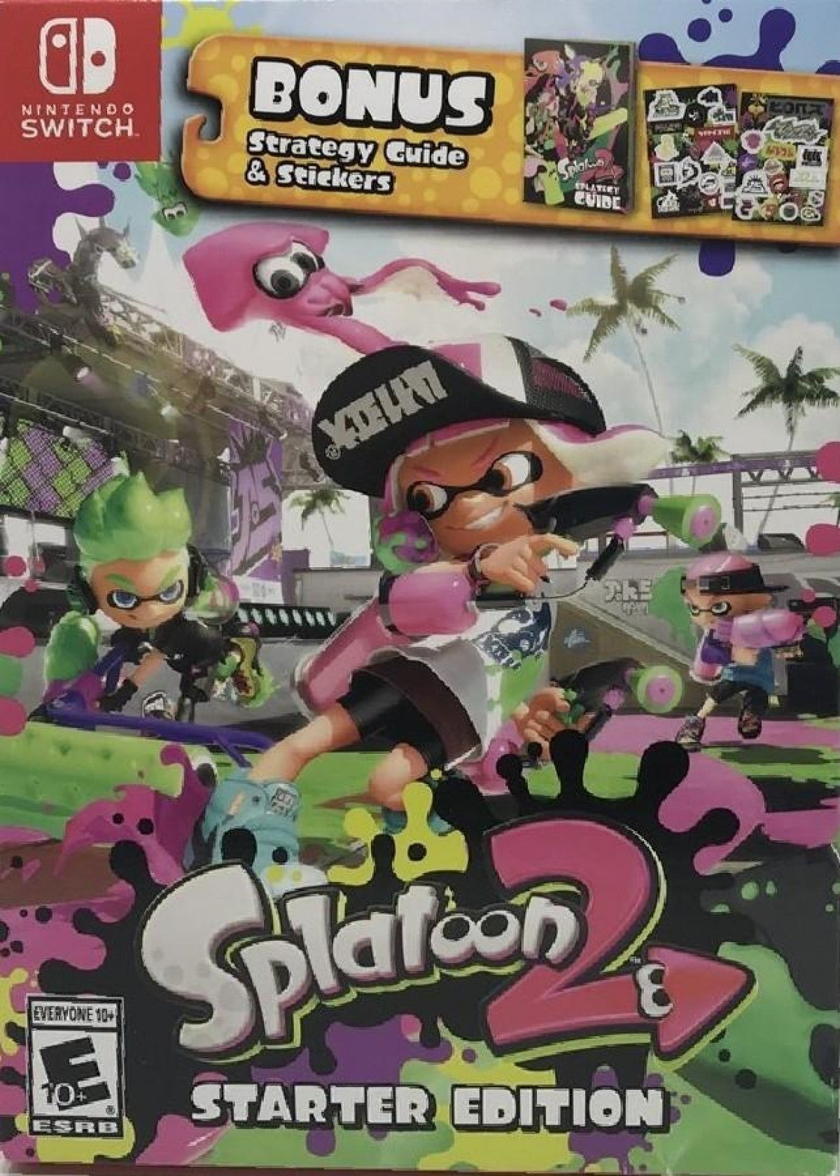 Splatoon 2 Starter Pack Nintendo Switch game featuring colorful ink-shooter action and bonus starter content front cover