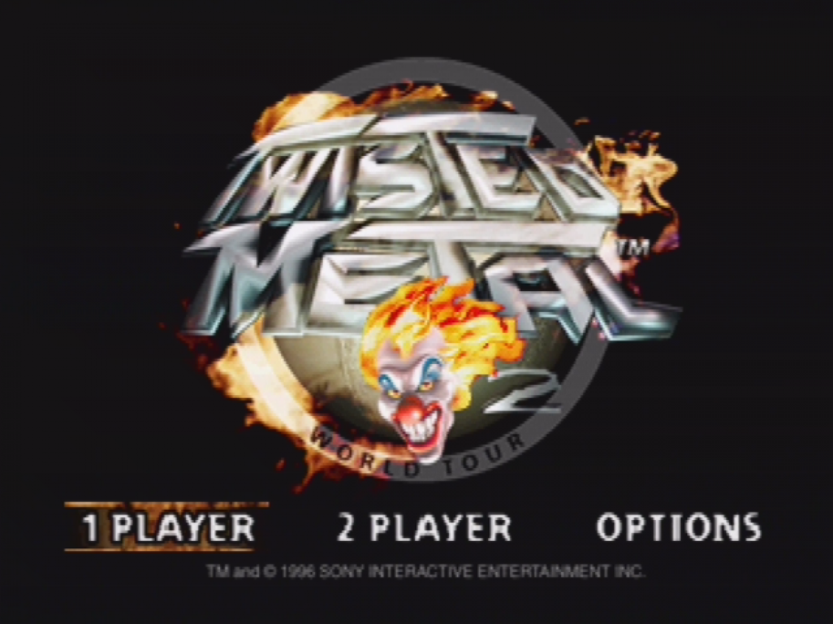 Twisted Metal 2 retro vehicular combat action game for PlayStation 1 (PS1) title screen