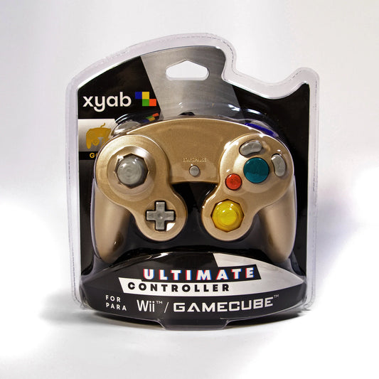 XYAB brand gold Nintendo GameCube wired controller retro gaming accessory