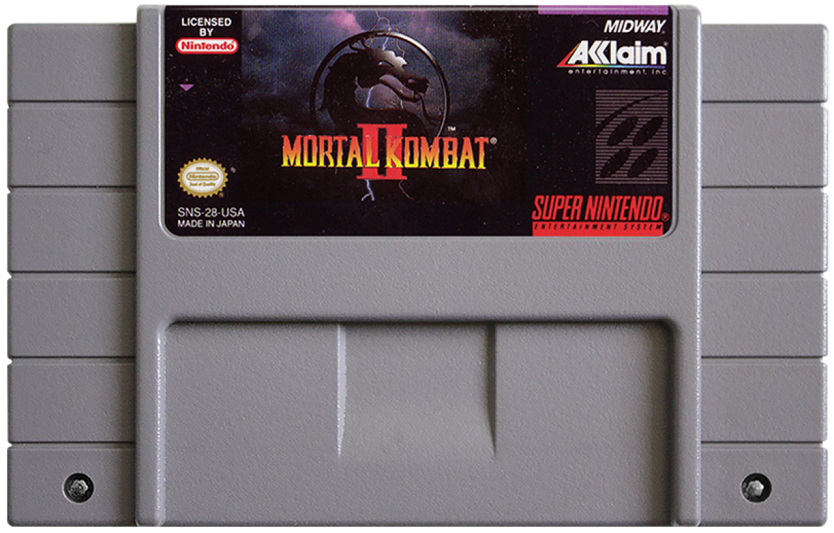 Mortal Kombat II for Super Nintendo fighting game featuring classic characters brutal fatalities arcade ladder mode versus battles and competitive gameplay cartridge