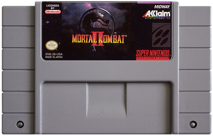Mortal Kombat II for Super Nintendo fighting game featuring classic characters brutal fatalities arcade ladder mode versus battles and competitive gameplay cartridge