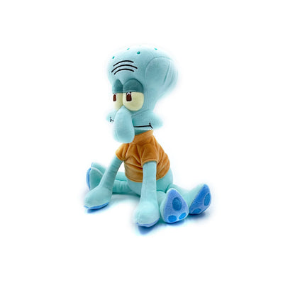 Squidward Sit 9 inch plush toy featuring SpongeBob SquarePants character design soft stuffed collectible official Nickelodeon merchandise and iconic animated display plush side view