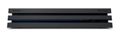 PlayStation 4 PS4 Pro black console featuring powerful enhanced gaming performance 4K gaming support HDR technology 1TB storage Blu ray playback Wi Fi connectivity wireless DualShock 4 controller compatibility immersive Sony gaming hardware collectible gaming appeal