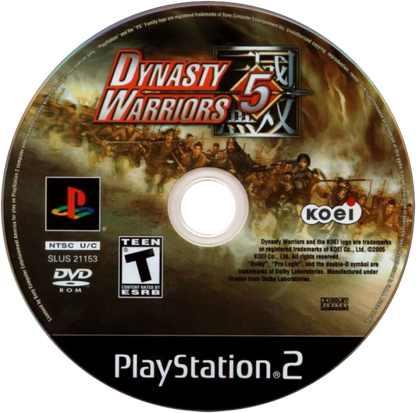 Dynasty Warriors 5 disc for PlayStation 2 (PS2) historical action hack-and-slash video game