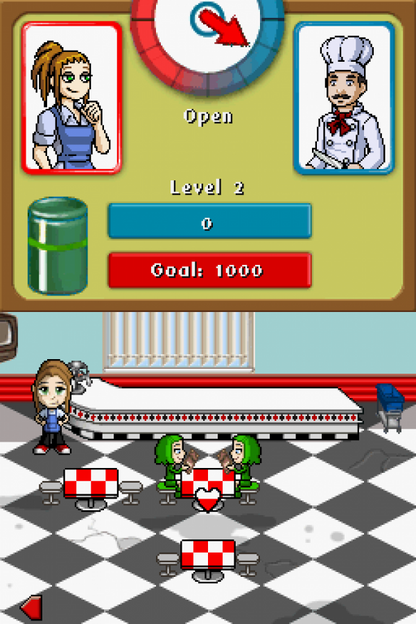 Diner Dash for Nintendo DS time management simulation video game featuring fast paced restaurant gameplay customer service challenges stylus controls and casual handheld gaming experience gameplay