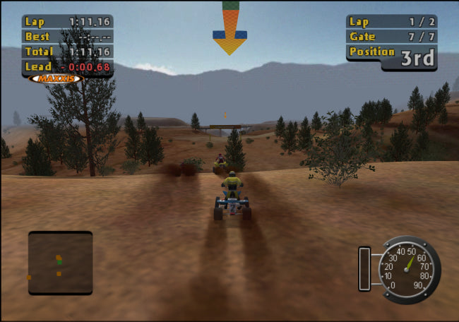 ATV Offroad Fury off road racing video game featuring high speed ATV competitions open outdoor tracks stunt based gameplay and classic PlayStation extreme sports racing experience gameplay