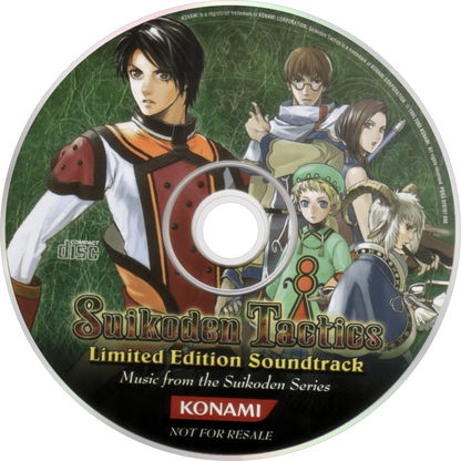 Suikoden Tactics PS2 Sony PlayStation 2 tactical RPG strategy game turn based combat grid based battles Suikoden series Konami story driven gameplay character recruitment fantasy strategy PlayStation 2 software video game title soundtrack disc