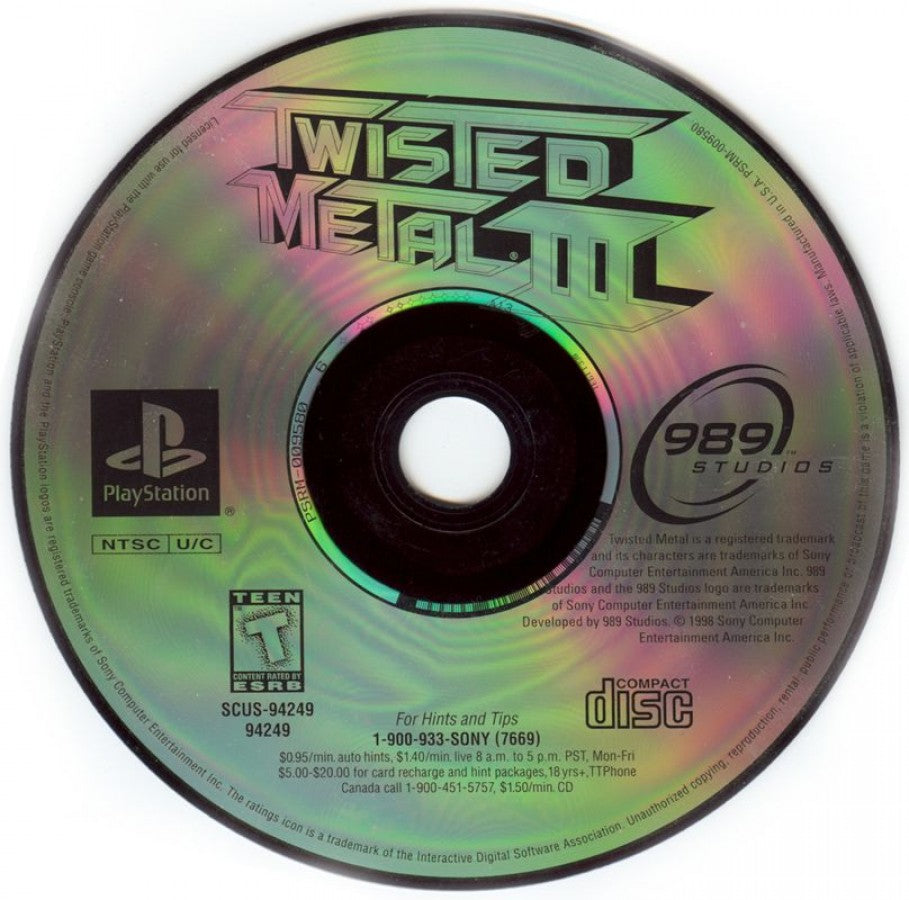 Twisted Metal III [Greatest Hits] disc art for PlayStation 1 (PS1) video game 