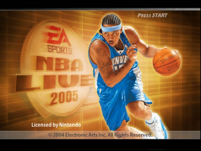 NBA Live 2005 start screen for Nintendo GameCube (GC) basketball sports video game