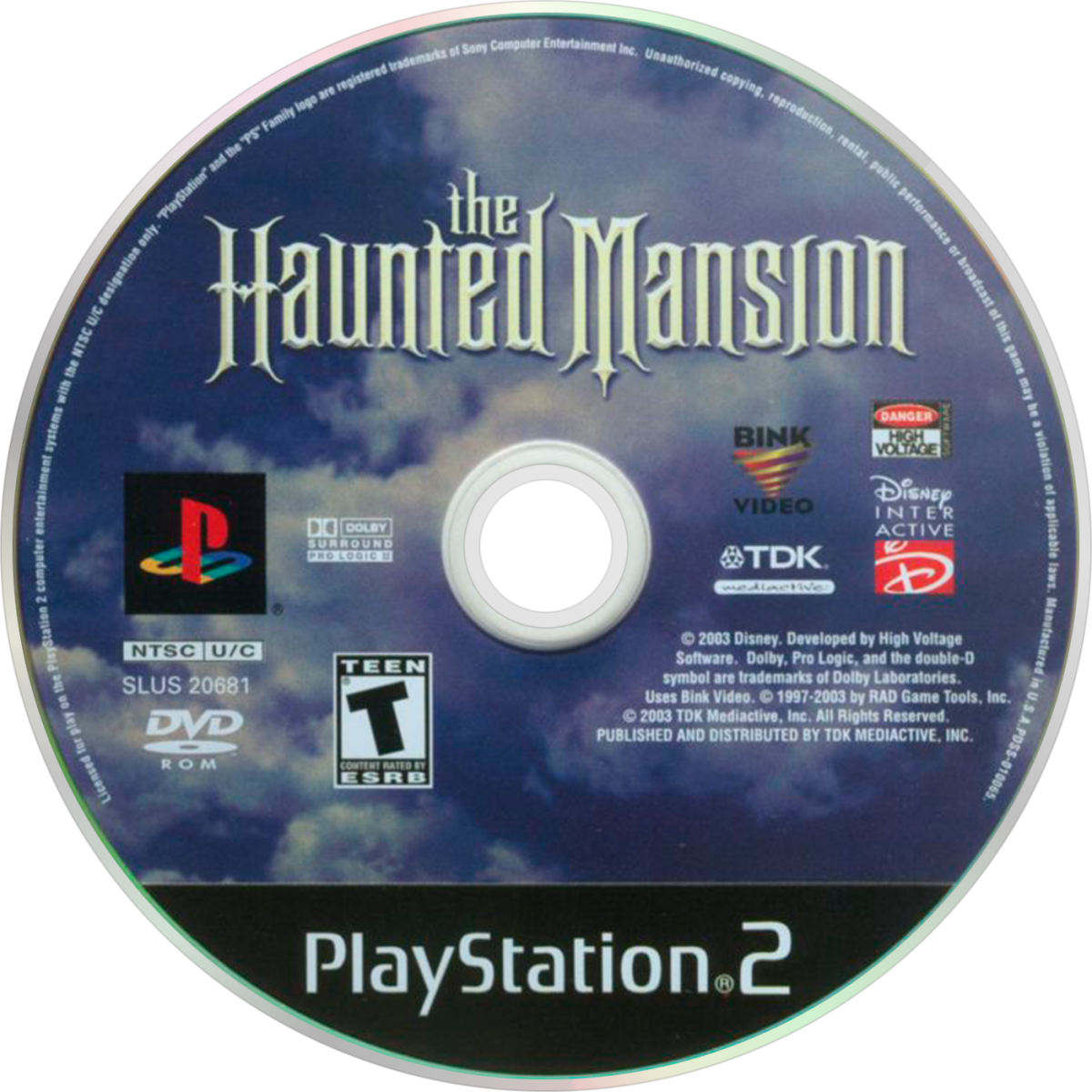 Disney's The Haunted Mansion PlayStation 2 PS2 for action adventure video game fans featuring spooky mansion exploration ghost hunting puzzle solving supernatural enemies atmospheric environments Disney inspired horror adventure mystical weapons cinematic gameplay collectible gaming appeal disc