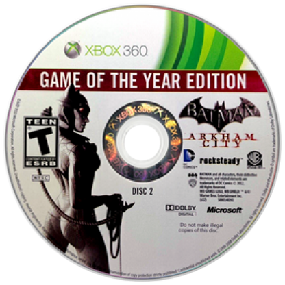 Batman: Arkham City [Game of the Year Edition] disc 2 for Xbox 360 (X360) action-adventure video game