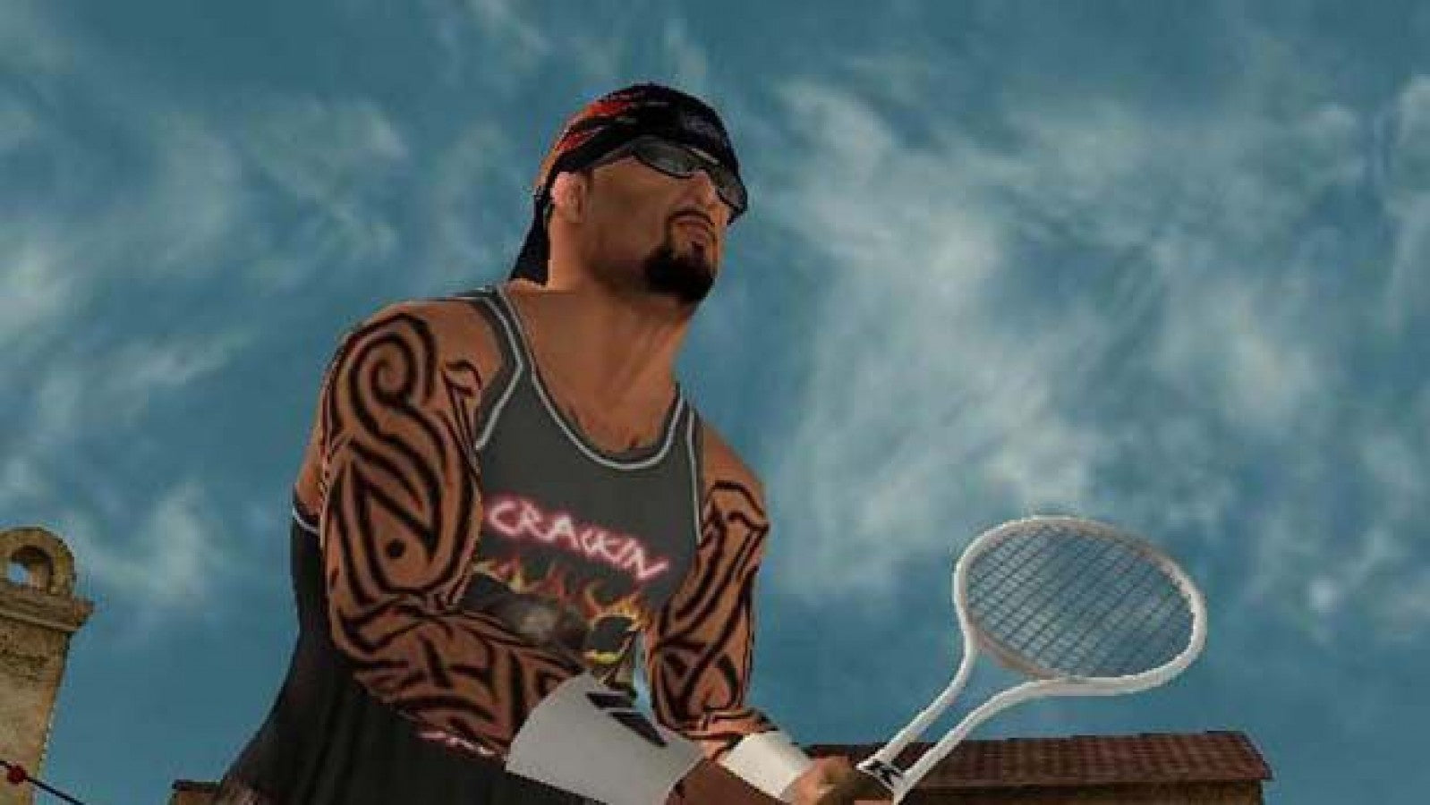 Outlaw Tennis – PlayStation 2 (PS2) video game gameplay, comedic tennis sports simulation game.