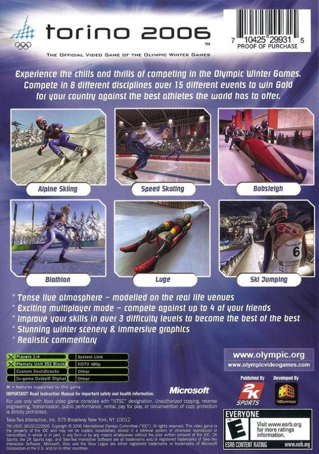 Torino 2006 back cover art for Xbox (XBOX) video game