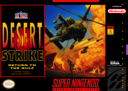 Desert Strike Return to the Gulf Cover Art for Super Nintendo Entertainment System (SNES) retro video game