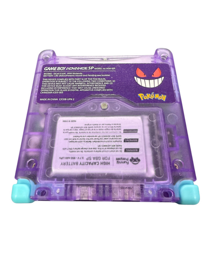 custom Pokemon Gengar Game Boy Advance SP handheld console IPS backlit screen modded system retro gaming device rechargeable portable console collectible for Nintendo fans