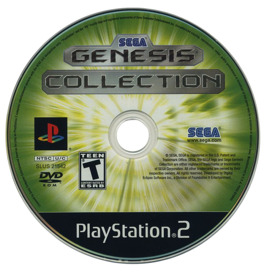 Sega Genesis Collection – PlayStation 2 (PS2) video game disc, compilation game.