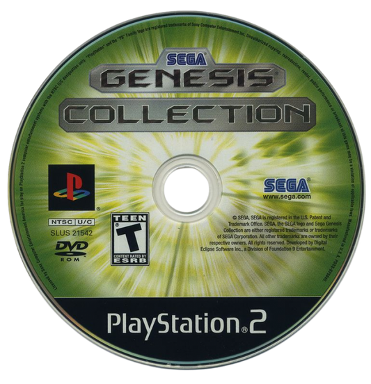 Sega Genesis Collection – PlayStation 2 (PS2) video game disc, compilation game.