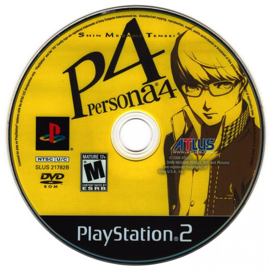 Shin Megami Tensei: Persona 4 [Includes Bonus Disc] – PlayStation 2 (PS2) video game disc, Japanese role-playing game (JRPG).