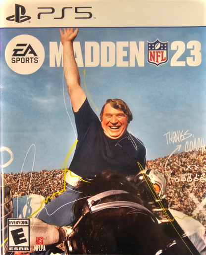 Madden NFL 23 PlayStation 5 PS5 video game featuring American football simulation gameplay NFL teams and players realistic football action passing rushing tackling defensive plays franchise mode competitive multiplayer and classic PlayStation 5 sports gaming retro video game collection collectible gaming appeal front cover art