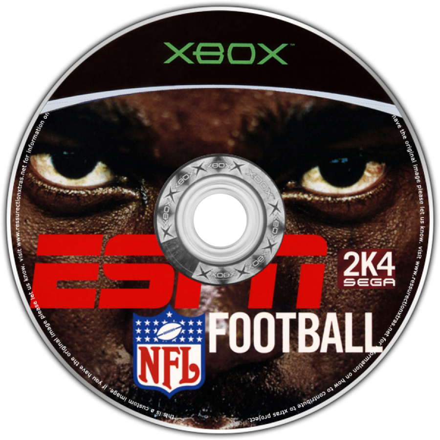 Xbox disc for ESPN NFL Football 2K4 with a man's face and branding.