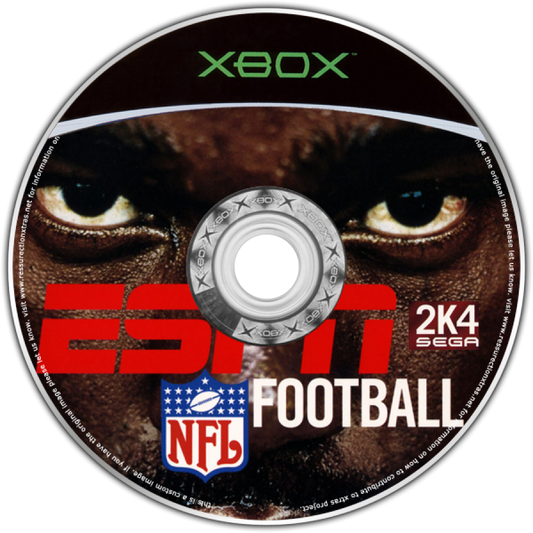 Xbox disc for ESPN NFL Football 2K4 with a man's face and branding.