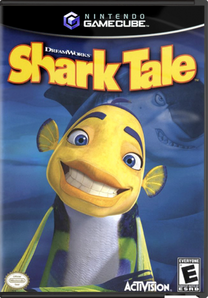 Shark Tale cover art for GameCube game featuring family-friendly action adventure gameplay based on the animated movie