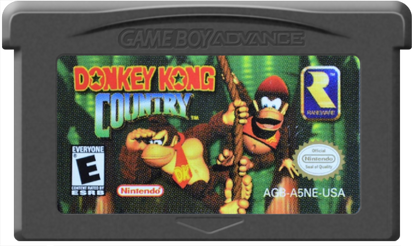 Donkey Kong Country Game Boy Advance GBA for platforming adventure video game fans featuring Donkey Kong and Diddy Kong side scrolling action jungle environments challenging levels barrel blasting mine cart rides enemy battles collectibles and classic Nintendo gameplay collectible gaming appeal game cartridge