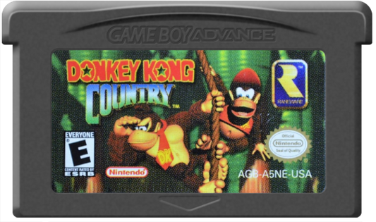 Donkey Kong Country Game Boy Advance GBA for platforming adventure video game fans featuring Donkey Kong and Diddy Kong side scrolling action jungle environments challenging levels barrel blasting mine cart rides enemy battles collectibles and classic Nintendo gameplay collectible gaming appeal game cartridge