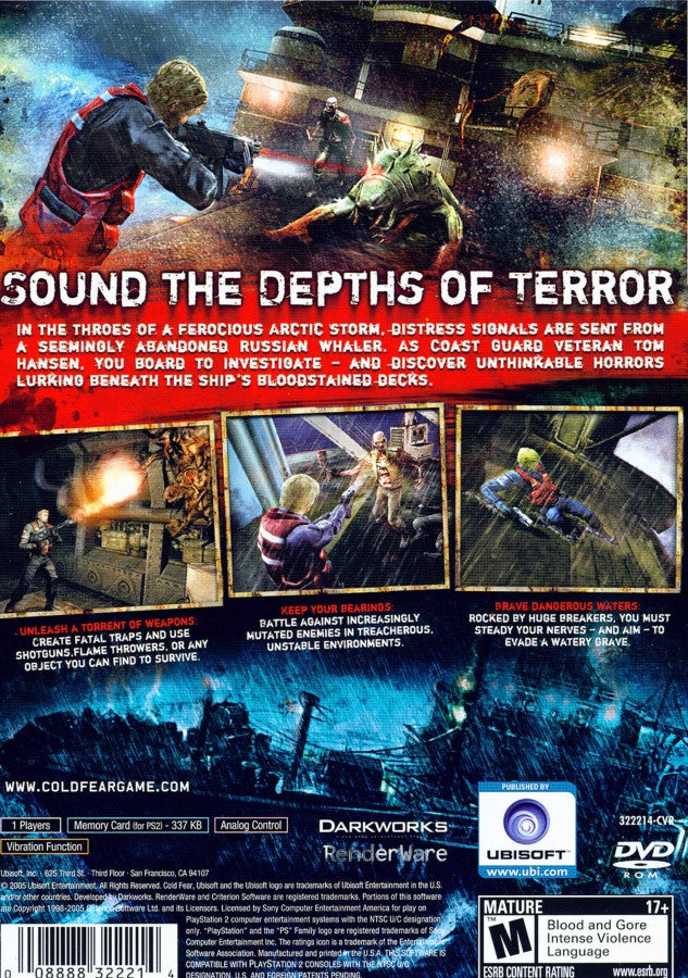 Cold Fear PlayStation 2 PS2 retro video game survival horror back of case