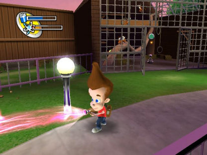 Gameplay for The Adventures of Jimmy Neutron Boy Genius Attack of the Twonkies GameCube GC video game, action adventure, cartoon, family-friendly, platformer, Nintendo GameCube classic
